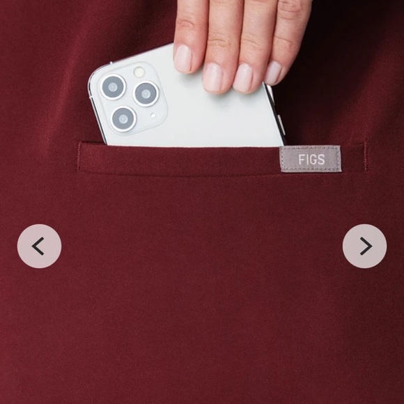 Figs Burgundy Casma Scrub top Small - Picture 4 of 5